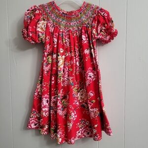 Floral Dress By Addie & Hadlie By Smocked A Lot And Pink Bloomers Size 18M